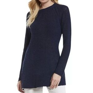 Eileen Fisher Indigo Blue Organic Linen Cotton Slub
Tunic Sweater